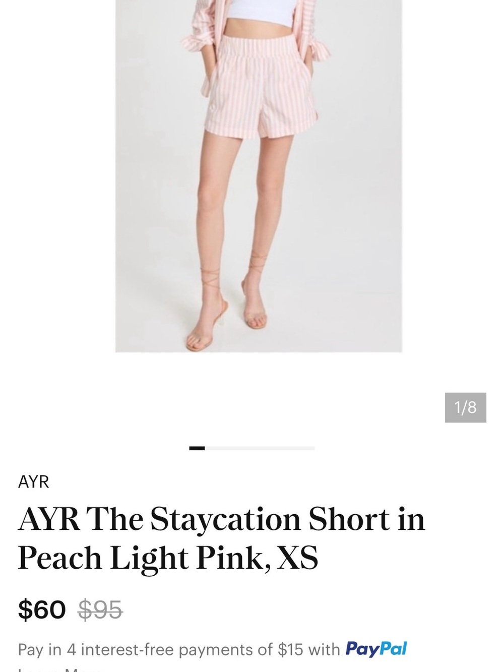 AYR Striped Staycation Shorts in Peach Pink
